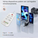 Extensão Inteligente com 6 Tomadas, 5 USB e 1 Type-C
