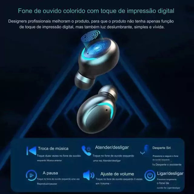 Fone de Ouvido F9-5 TWS Bluetooth 5.0 Display LCD Sem Fio Premium