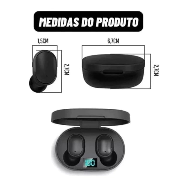 Fone de Ouvido TWS Bluetooth 5.0 Android e IOS Premium