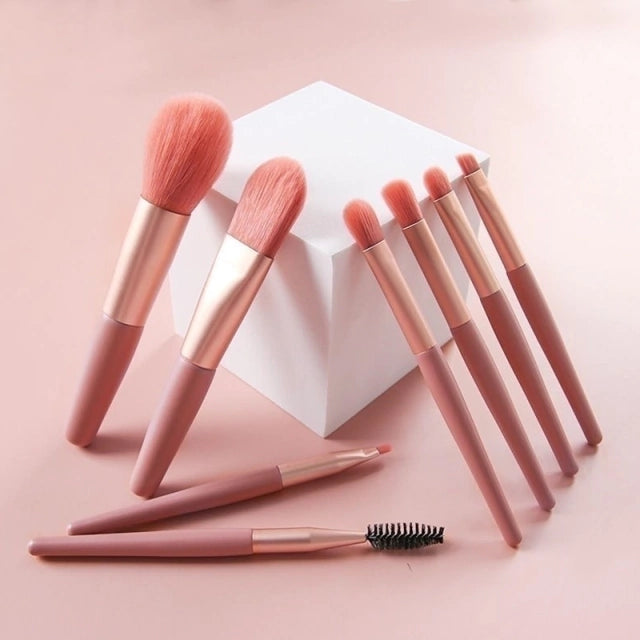 Kit 8 Mini Pinceis Para Maquiagem + Estojo Transparente Para Viagem