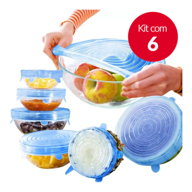Tampas de Silicone Universal Transparente - 6 Peças