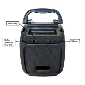 Mini Caixa De Som Bluetooth Com Radio Fm E Led