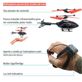 Mini Helicóptero De Brinquedo Com Controle De Pulso Recarregável