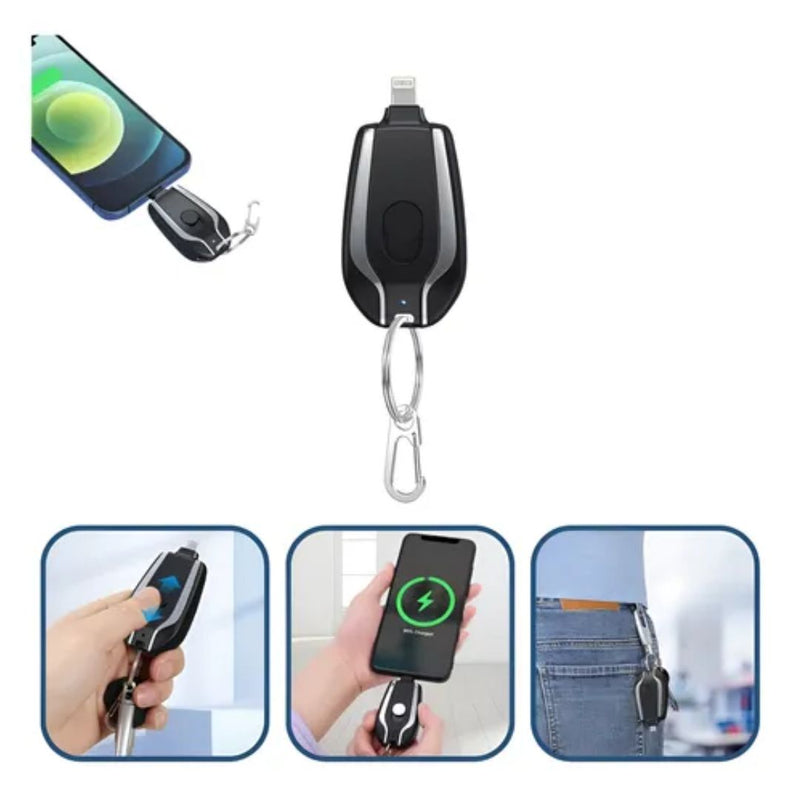 Mini Carregador Portátil Chaveiro Retrátil Para iPhone Tipo-C