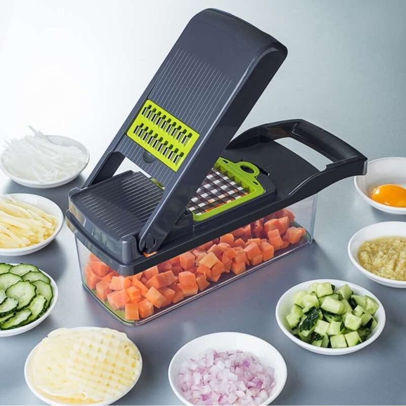 Cortador Nicer 13 em 1 – Sua Cozinha Mais Rápida, Segura e Organizada!