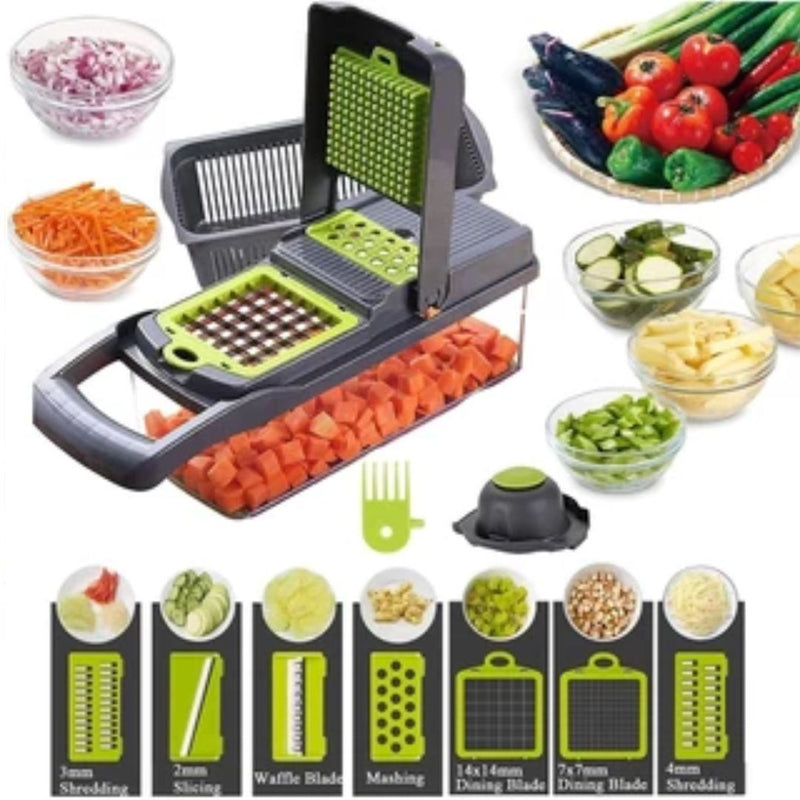 Cortador Nicer 13 em 1 – Sua Cozinha Mais Rápida, Segura e Organizada!