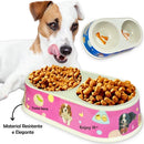 Comedouro Cães Gatos Melamina Duplo Oval 300 Ml