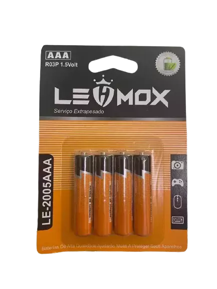 PILHAS AAA LEHMOX 4 UNIDADES LE-2005